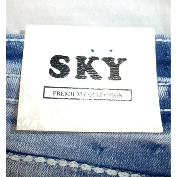 Sky Premium Collection Low Rise Flare Embroidered Skull & Floral Denim Jeans 11/ - Picture 13 of 15